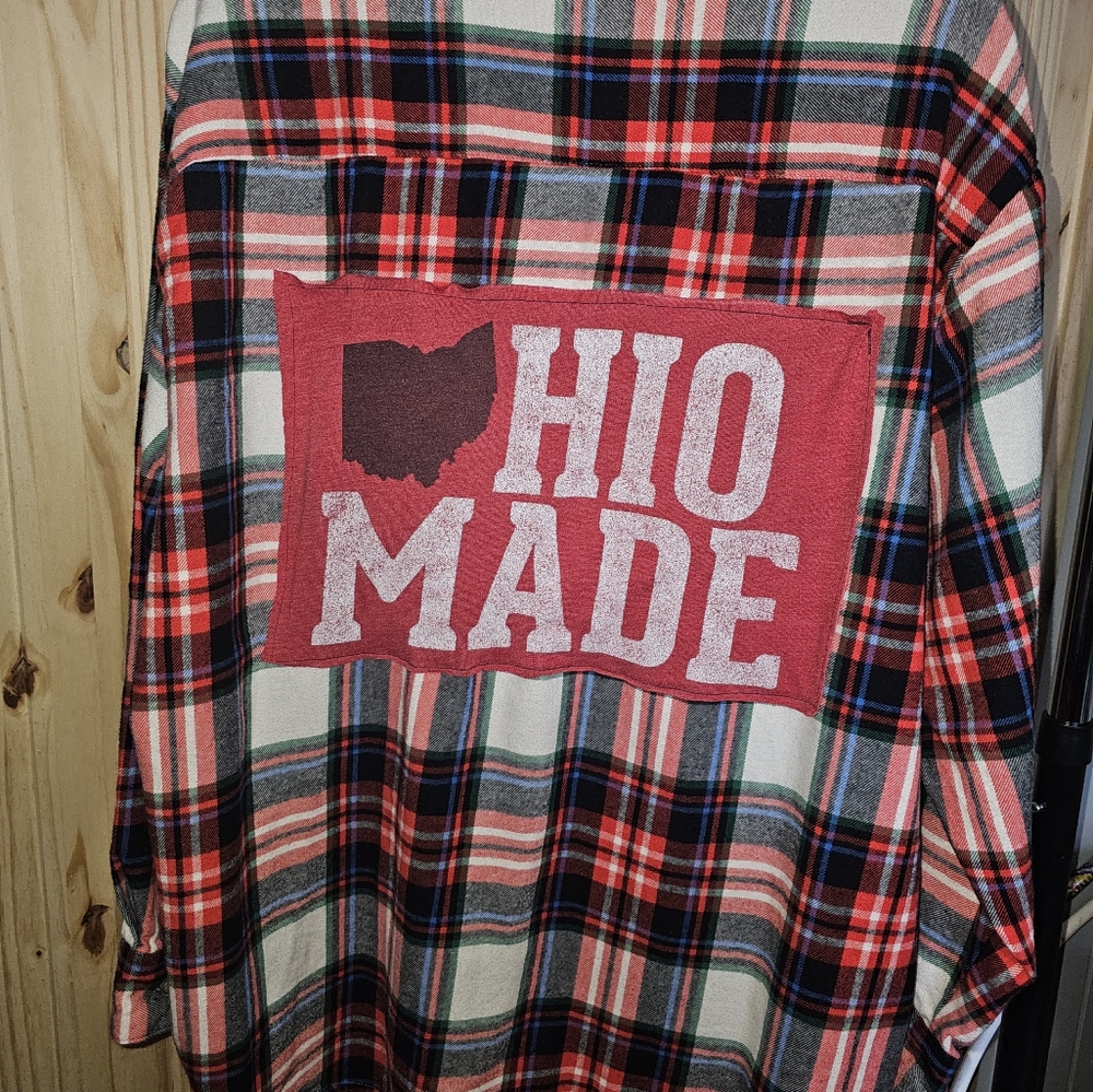 XL OLD Navy Red/Black Flannel Shirt With Tee Shirt Graphics On The Back